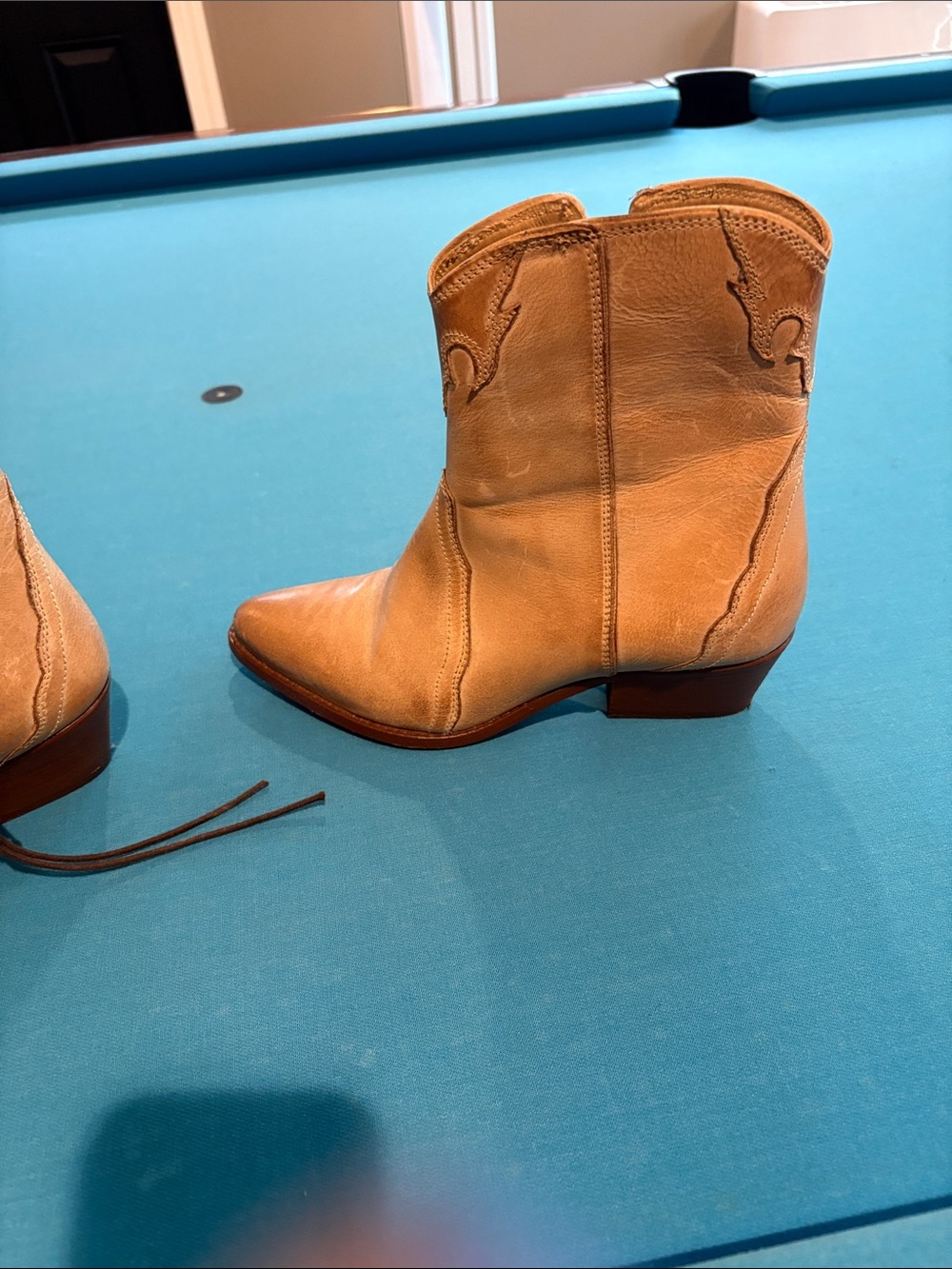 Free People Tan Leather Western Ankle Boots